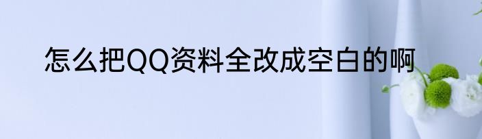 怎么把QQ资料全改成空白的啊
