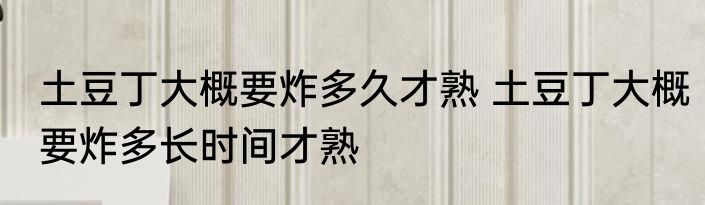 土豆丁大概要炸多久才熟 土豆丁大概要炸多长时间才熟