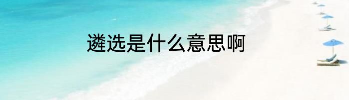 遴选是什么意思啊