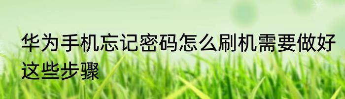 华为手机忘记密码怎么刷机需要做好这些步骤