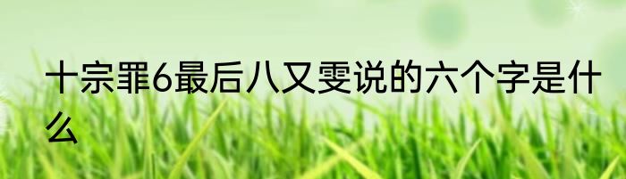 十宗罪6最后八又雯说的六个字是什么