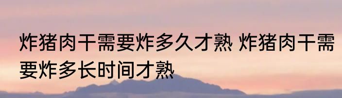 炸猪肉干需要炸多久才熟 炸猪肉干需要炸多长时间才熟