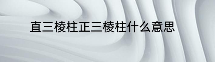 直三棱柱正三棱柱什么意思