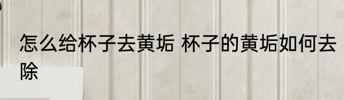 怎么给杯子去黄垢 杯子的黄垢如何去除