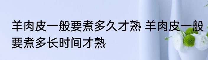 羊肉皮一般要煮多久才熟 羊肉皮一般要煮多长时间才熟