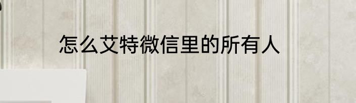 怎么艾特微信里的所有人