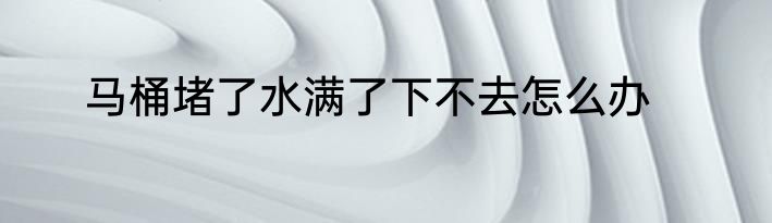 马桶堵了水满了下不去怎么办
