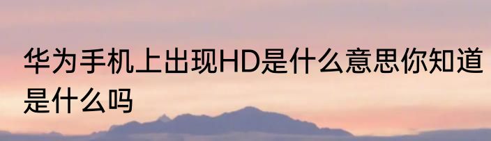 华为手机上出现HD是什么意思你知道是什么吗