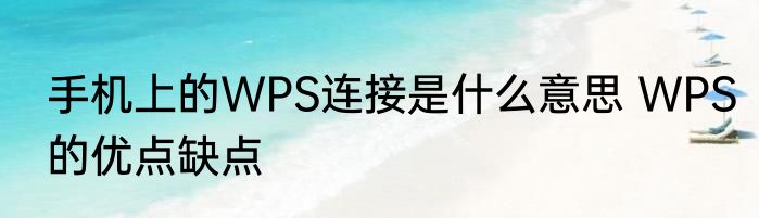 手机上的WPS连接是什么意思 WPS的优点缺点
