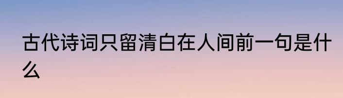 古代诗词只留清白在人间前一句是什么