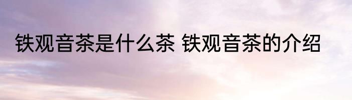铁观音茶是什么茶 铁观音茶的介绍