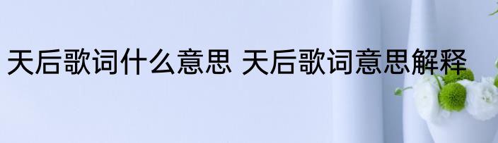 天后歌词什么意思 天后歌词意思解释