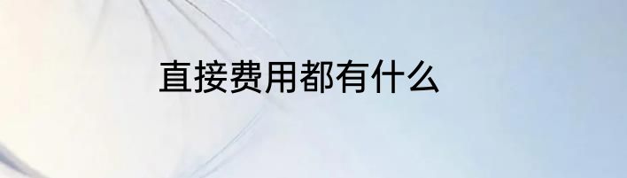 直接费用都有什么