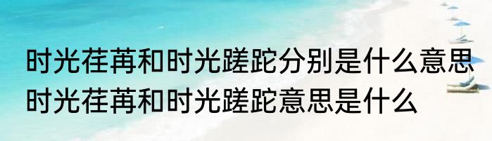 时光荏苒和时光蹉跎分别是什么意思 时光荏苒和时光蹉跎意思是什么