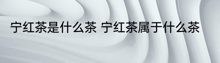 宁红茶是什么茶 宁红茶属于什么茶