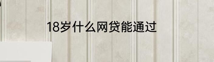 18岁什么网贷能通过