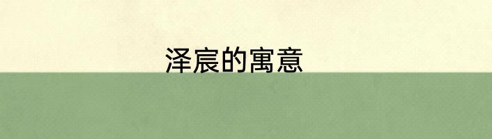 泽宸的寓意