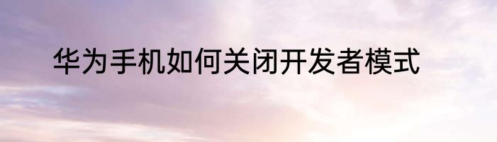 华为手机如何关闭开发者模式