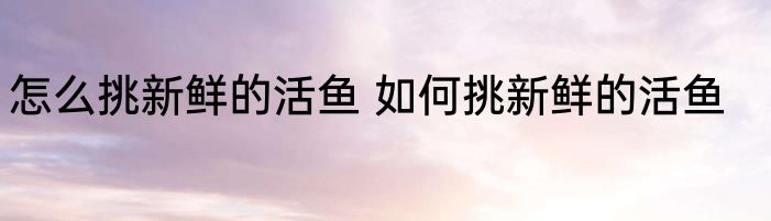 怎么挑新鲜的活鱼 如何挑新鲜的活鱼