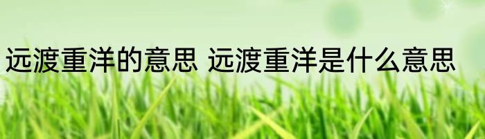 远渡重洋的意思 远渡重洋是什么意思