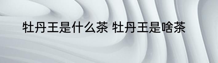牡丹王是什么茶 牡丹王是啥茶