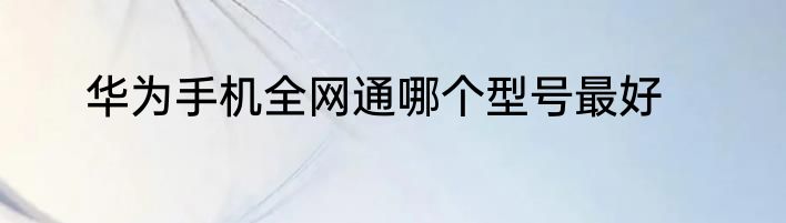 华为手机全网通哪个型号最好