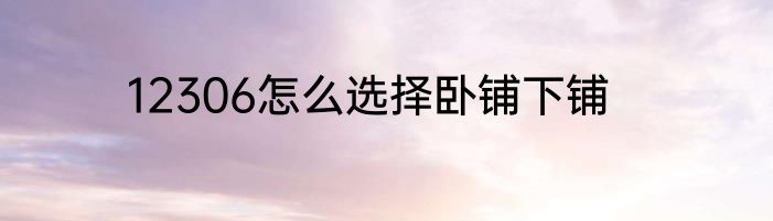 12306怎么选择卧铺下铺