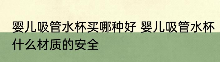 婴儿吸管水杯买哪种好 婴儿吸管水杯什么材质的安全