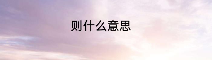 则什么意思