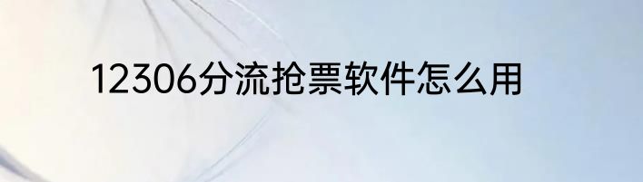 12306分流抢票软件怎么用
