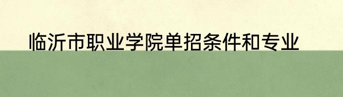 临沂市职业学院单招条件和专业