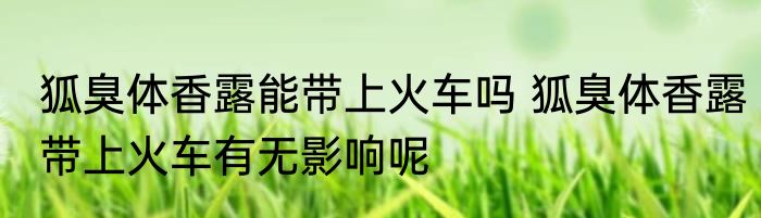 狐臭体香露能带上火车吗 狐臭体香露带上火车有无影响呢