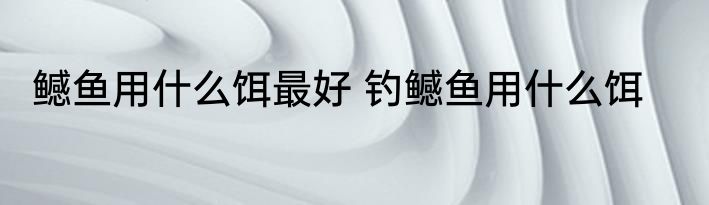 鳡鱼用什么饵最好 钓鳡鱼用什么饵