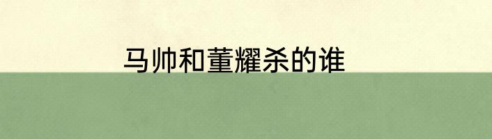 马帅和董耀杀的谁