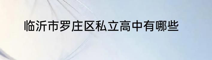 临沂市罗庄区私立高中有哪些