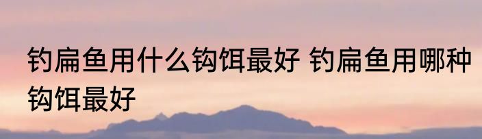 钓扁鱼用什么钩饵最好 钓扁鱼用哪种钩饵最好