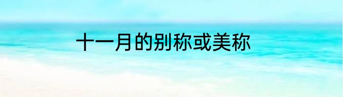 十一月的别称或美称