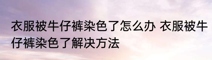 衣服被牛仔裤染色了怎么办 衣服被牛仔裤染色了解决方法