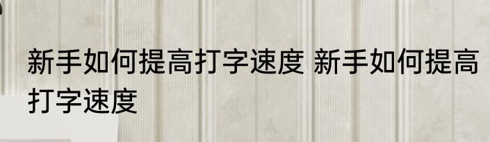 新手如何提高打字速度 新手如何提高打字速度