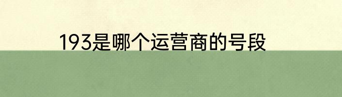 193是哪个运营商的号段