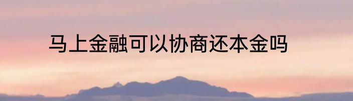 马上金融可以协商还本金吗