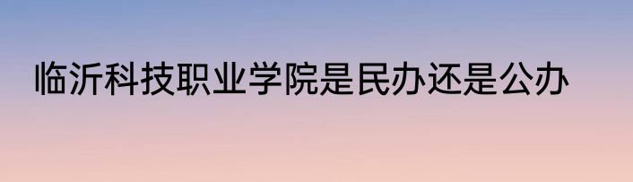 临沂科技职业学院是民办还是公办