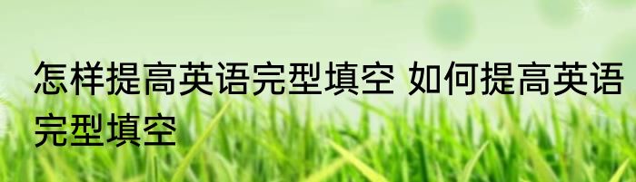 怎样提高英语完型填空 如何提高英语完型填空