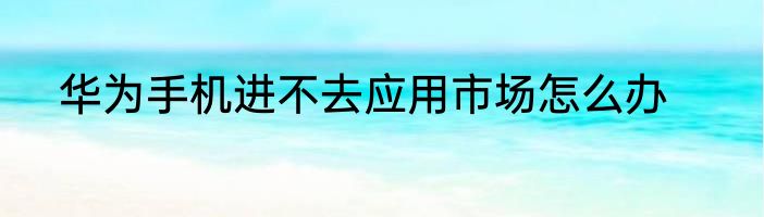 华为手机进不去应用市场怎么办