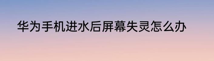 华为手机进水后屏幕失灵怎么办