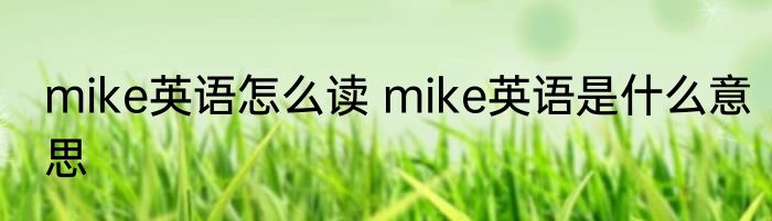 mike英语怎么读 mike英语是什么意思