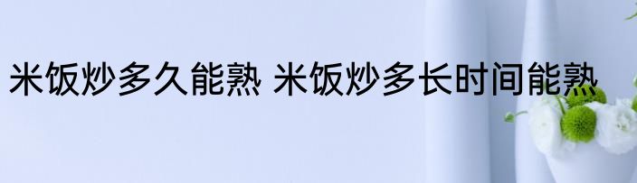 米饭炒多久能熟 米饭炒多长时间能熟
