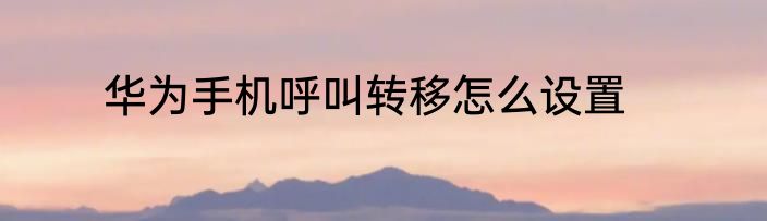 华为手机呼叫转移怎么设置