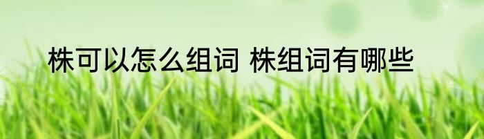 株可以怎么组词 株组词有哪些