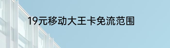 19元移动大王卡免流范围
